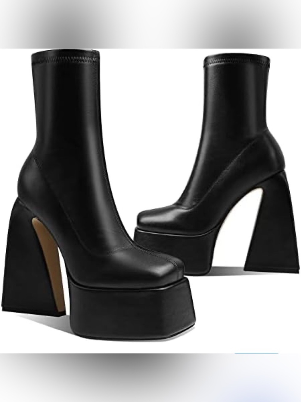 Peachy Black Platform Ankle Boots Women’s Size 9 Vegan Leather Goth Chunky Heel - Picture 2 of 7